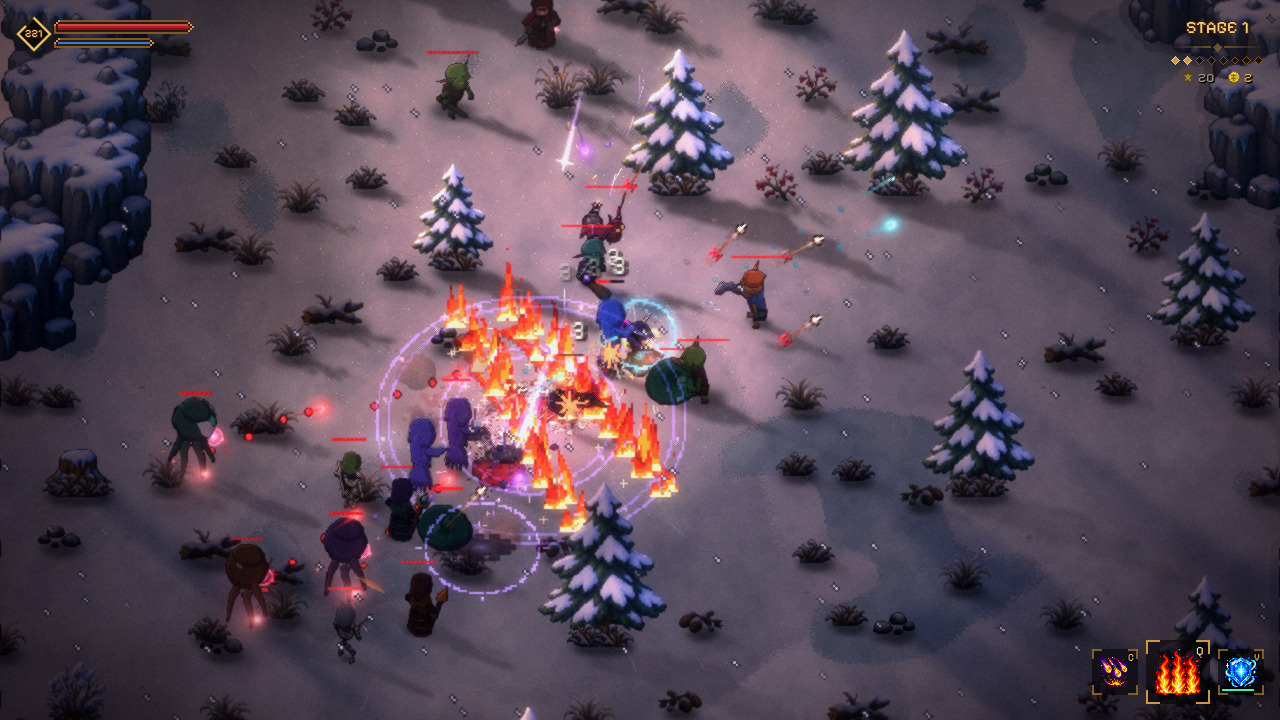 Hollow Edge gameplay in the Winter biome, dusk